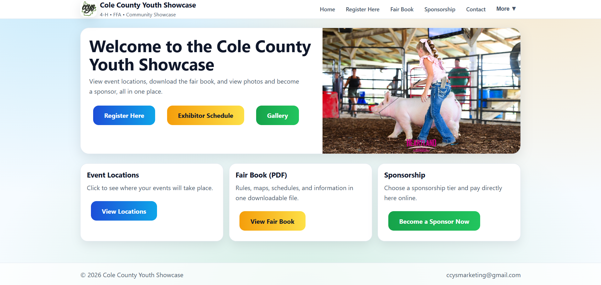 Cole County Youth Showcase website screenshot