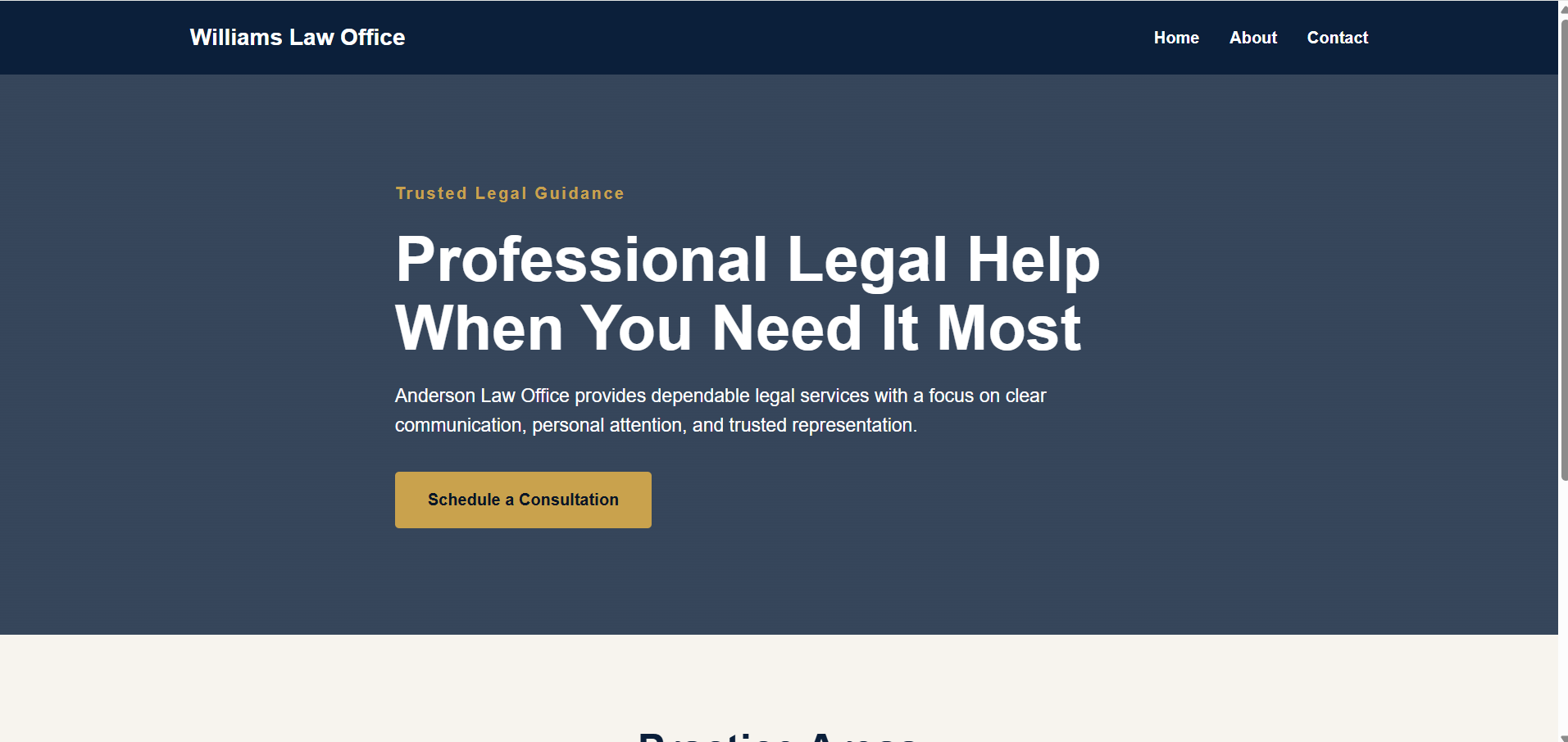 Law office website concept screenshot